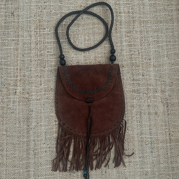 Lucky Brand Handbags - Lucky Brand Foxy Lady Fringe Brown Suede Crossbody Purse Bag